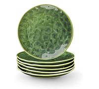 Piatti rotondi in ceramica per dessert - 20 cm piatti da dessert, set di 6 pezzi, adatti a microonde, forno e lavastoviglie, resistenti ai graffi, casa, feste (verde)