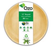 Piatti Rotondi In Foglia Di Palma 12" 25 Pacchetti Di Ozo EcoPro