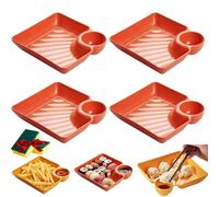 Piatti separati per salsa, set di 4 piatti giapponesi per gnocchi con scomparti per salsa, piatti quadrati riutilizzabili per snack, piatti da portata per tacos, verdure, frutta, salumi e antipasti