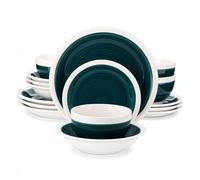 Piatti Set Set di stoviglie in gres da 16/32 pezzi con piatto piano/dessert e cereali(Green,16 pcs)