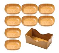 Piatti snack in plastica con venature del legno, piatto quadrato da 15,9 cm, per mini torta di frutta, pane, confezione da 8 con base, compatibile con scaldavivande e vassoi riscaldanti