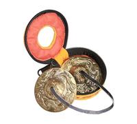 Piatti Tibetani Tingsha in Ottone da 6,5 cm, Simboli Buddisti Portatili con Custodia per Meditazione Fatte a Mano- stile c