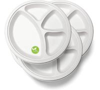 Piatti usa e getta in bagassa super rigidi, 28 cm, di alta qualità, 4 scomparti, biodegradabili, ecologici, perfetti per cibi caldi e freddi, pranzi e cene per feste di compleanno