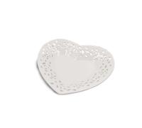 Piattino Decorativo Casa in Ceramica Cuore Traforato Bianco 19 cm