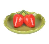 Piattino decorativo tondo in ceramica, design fragole, Fruit Life