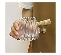 piattino per sugo Piccola lattiera a strisce in vetro con manico in legno, misurino for caffè, salsiera Salsiere