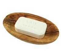 Piattino Portasapone di Legno D 'ol Ivo Legno Con Olivenölseife (Cocco) Latte