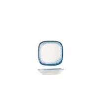 Piattino Quadrato In Porcellana, Azzurro E Avorio, H&H, 10Cm