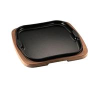 Piatto a servire in ghisa Gourmet con vassoio in legno cm 29x29