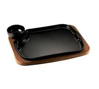 Ilsa Piatto a servire in ghisa Gourmet con ciotolina e vassoio in legno cm 32x24 Piatto a servire in ghisa Gourmet con ciotolina e vassoio in legno cm 32x24
