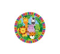 Piatto carta 18 cm - 8 pezzi - Animali della Giungla