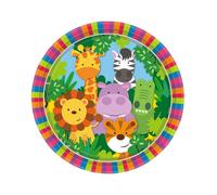 Piatto carta 23 cm - 8 pezzi - animali della giungla