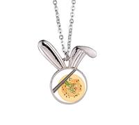 Piatto cinese Noodle Delizioso modello di cibo coniglio collana ciondolo coniglietto animale gioielli regalo