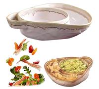 Piatto combinato per zuppa e sandwich in ceramica beige Ciotola in gres | Set composto da due pezzi in gres, ideale per zuppa e sandwich; include una ciotola principale con manico e una ciotola