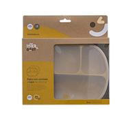 Piatto con coperchio in silicone ocra per bambini