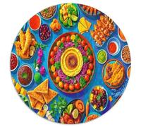 Piatto Cucine dal Mondo Puzzle 1000 Pezzi Rotondo Carta Puzzle per Adulti Tavola Colorata Sfida Difficile Relax Decorazione Regalo