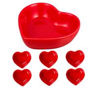 Piatto Cuore in Ceramica Rosso, Confezione da 6 Pezzi, Forma Cuore | Piattino Forma di Cuore, Piatti di Condimento Alire, Adatti per Casa e Festa del Papà