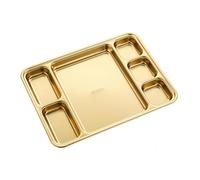 Piatto da barbecue multi-griglia in acciaio inox con personalità semplice e stoviglie creative-placcato oro sei griglie 28x21x2.0