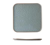 Piatto da bistecca in ceramica grossolana retrò stile occidentale personalizzato piatto quadrato per casa ristorante -12 pollici grigio-blu