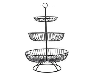Piatto da frutta a 3 piani per la casa Soggiorno Piatto da frutta a 3 livelli Contenitore per la conservazione del cestello Vassoio Stoviglie per matrimonio e casa e piatto da portata per feste(Nero)