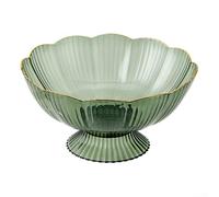 Piatto da frutta con base drenabile, ciotola in plastica trasparente, vassoio da portata da 24 cm, multifunzionale (verde)