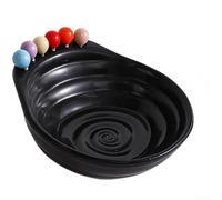 Piatto da frutta moderno con linguaggio visivo geometrico e pratico supporto per forchetta per cucina, soggiorno o bar (nero)