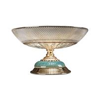 Piatto da Portata di Frutta Ciotola di frutta moderna in vetro Decorazione del soggiorno for la casa Piatto di caramelle trasparente Piatto di frutta in ceramica creativa con base in metallo Decorazio