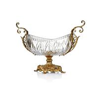 Piatto da Portata di Frutta Ciotola for frutta Piatto da frutta decorativo trasparente in cristallo retrò cinese Ciotola for caramelle in vetro grande Ciotola for caramelle con base in rame Piatti di