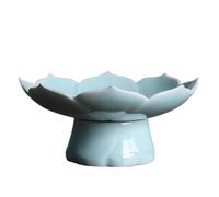 Piatto da Portata di Frutta Piatto da frutta diviso in ceramica Piatto da frutta Celadon con piede alto con piatto tributo al tempio buddista dell'acqua di scarico Piatti di Frutta(A)