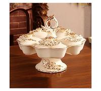 Piatto da Portata di Frutta Piatto di frutta in stile europeo Piatto di frutta secca rotante creativo in ceramica con coperchio Decorazione for tavolino da salotto for la casa Piatti di Frutta