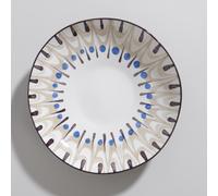 Piatto da portata in ceramica blu, marrone e bianca