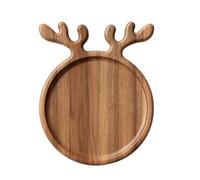 Piatto da portata in legno natalizio con cervo rotondo piatto decorativo in legno vassoio snack salumi