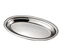 Piatto da portata ovale in acciaio inossidabile con profondità funzionale per conservazione della salsa, adatto al microonde, impilabile, antiruggine (40 cm (25 cm (argento))