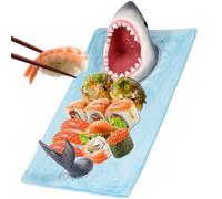 Piatto da portata per sushi Piatto da sushi in ceramica a forma di squalo rettangolare tagliere per formaggio tappetino per sushi in porcellana Vassoio da sushi Artistico per cibo con supporto per