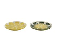 Piatto da pranzo Home ESPRIT Giallo Verde Gres Limone 22,5 x 22,5 x 2,5 cm [2