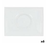Piatto da pranzo Inde Gourmet Porcellana Bianco 29,5 x 22 x 3 cm [6 Unità]