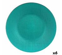 Piatto da pranzo Vivalto 323928P Turchese Vetro 27,5 x 2 x 27,5 cm [6 Unità]