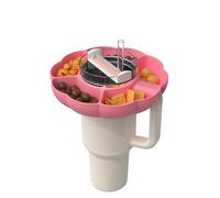 Piatto da spuntino per Stanley Cup 40oz, 5 scomparti, riutilizzabile, grande capacità, per tazza termica Stanley, vassoio in silicone per accessori Stanley Cup (rosa)