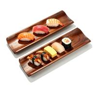 Piatto da sushi in legno da 2 pezzi, piatto da portata in stile giapponese | Piatto da sushi rettangolare lungo 18,2x5,3 cm/7,2x2,1 pollici, per cracker, snack, regalo di inaugurazione della casa
