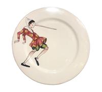 Piatto da Tavola o Decorativo in Ceramica con Disegno di Pinocchio, Dipinto a Mano su Smalto Bianco, Diametro 29 cm.