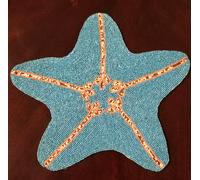 Piatto Decorativo A Forma Di Stella Marina In Turchese Blu E Arancione - 15"