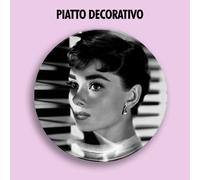 PIATTO DECORATIVO DECORATIVE PLATE AUDREY HEPBURN DIVA MITO STYLE CINEMA REGALO