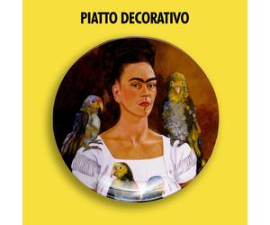 PIATTO DECORATIVO DECORATIVE PLATE Frida Kahlo IO E I MIEI PAPPAGALLI arte gift