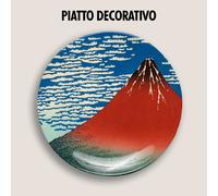 PIATTO DECORATIVO DECORATIVE PLATE Katsushika Hokusai Fuji rosso vulcano ARREDO