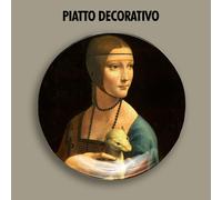 PIATTO DECORATIVO DECORATIVE PLATE Leonardo Da Vinci Dama con ermellino Arte