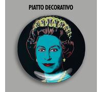 PIATTO DECORATIVO DECORATIVE PLATE REGINA ELISABETTA POP ART QUEEN ELIZABETH II