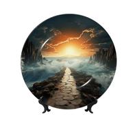 Piatto decorativo Diviso Sea Pathway Ceramica Bone China Piatto da dessert con Espositore Diviso Sea Pathway Bone China Piatto decorativo Stand Appeso Piatto in porcellana per Home Office Decorazione