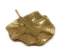 Piatto decorativo floreale in metallo a forma di foglia, ciotola decorativa, vassoio per chiavi, piatto portagioie a forma di foglia, alluminio raw oro, 23 x 20 cm