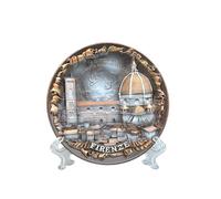 Piatto decorativo in ceramica 3D dipinto a mano in stile vintage italiano, con punti di riferimento italiani (15 cm o 15 cm) (Firenze in bronzo)