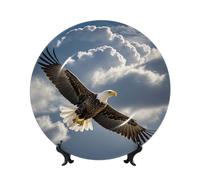 Piatto decorativo in porcellana Bone China con aquila vola nel cielo, piatti piani in ceramica con aquila mosche nel cielo, piatti decorativi in ceramica, ornamento artistico, piatto in porcellana per